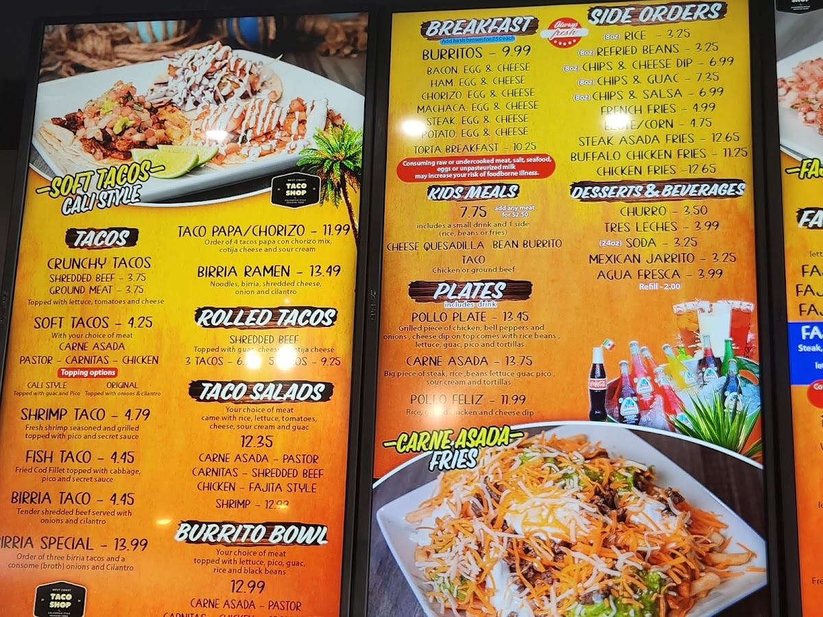 West Coast Taco Shop - BNA Menu - Image 1